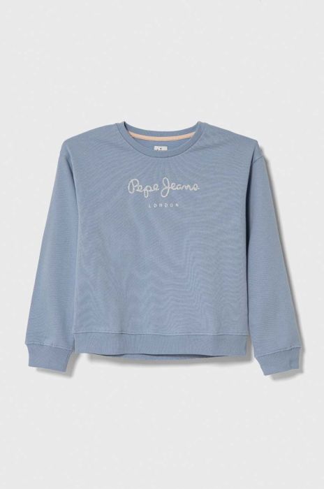 Дитяча бавовняна кофта Pepe Jeans з принтом колір блакитний
