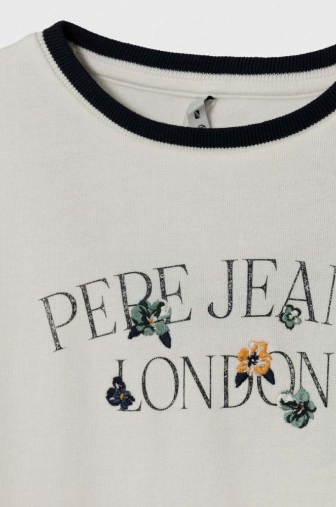 Дитяча бавовняна кофта Pepe Jeans колір білий з принтом (3488951) фото 3