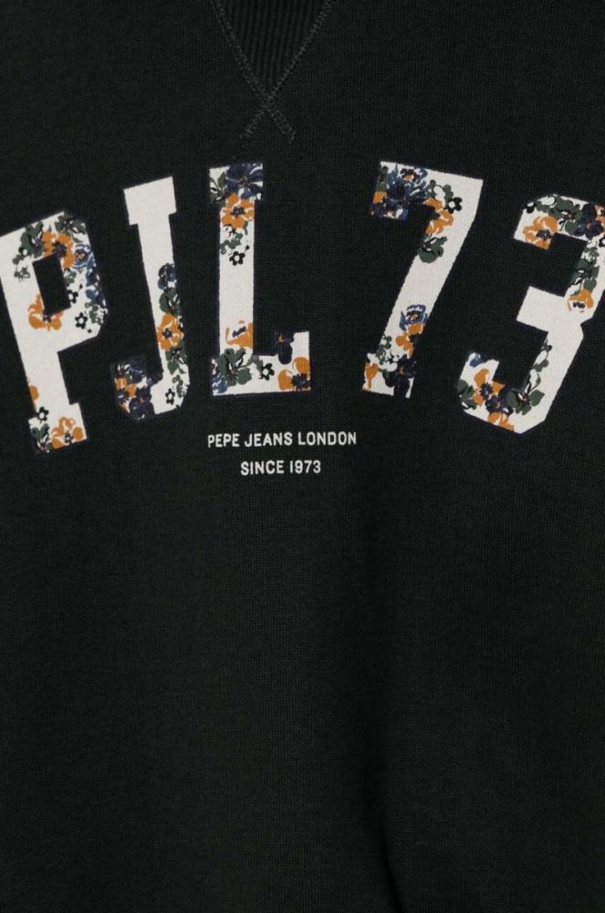 Дитяча бавовняна кофта Pepe Jeans колір зелений з капюшоном з принтом (3492325) фото 3