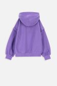 Дитяча бавовняна кофта Coccodrillo колір фіолетовий з капюшоном з аплікацією