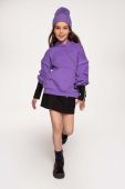 Дитяча бавовняна кофта Coccodrillo колір фіолетовий з капюшоном з аплікацією