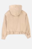 Дитяча бавовняна кофта Coccodrillo колір бежевий з капюшоном однотонна