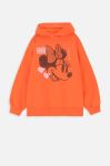 Дитяча бавовняна кофта Coccodrillo колір помаранчевий з капюшоном з принтом
