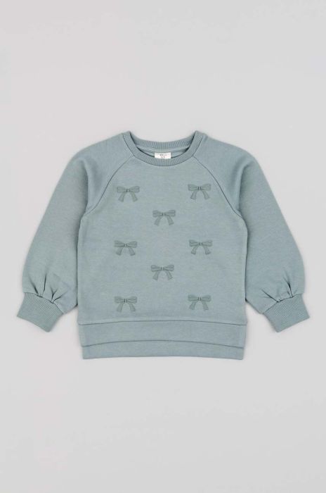 Дитяча бавовняна кофта zippy колір сірий з принтом