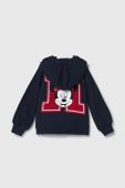 Дитяча бавовняна кофта zippy x Disney колір синій з капюшоном з принтом