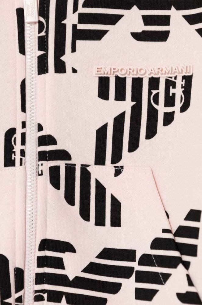 Дитяча бавовняна кофта Emporio Armani колір рожевий з капюшоном візерунок фото 3