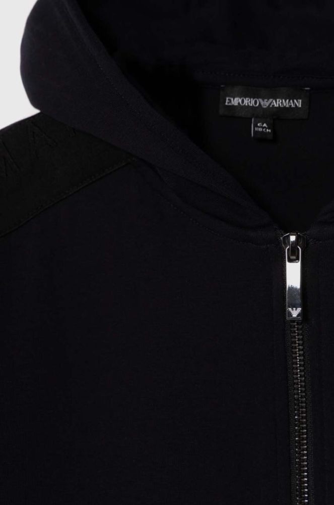 Дитяча кофта Emporio Armani колір синій з капюшоном з аплікацією (3514896) фото 3