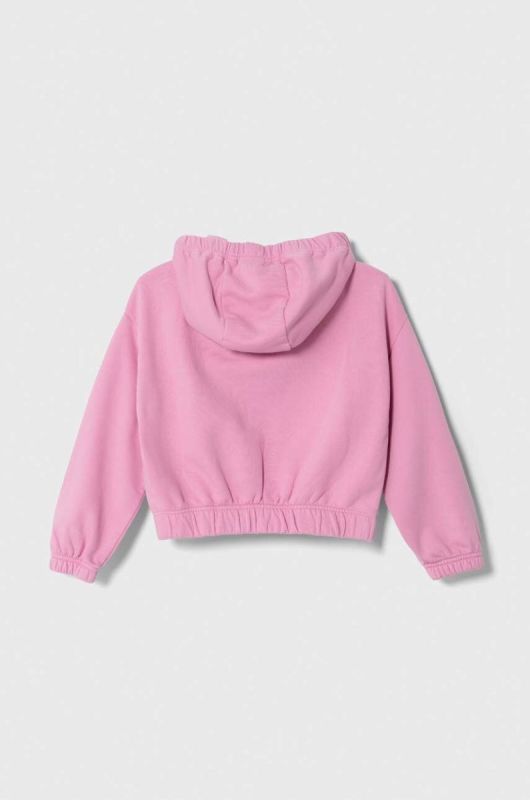 Дитяча кофта Emporio Armani колір рожевий з капюшоном з аплікацією фото 2