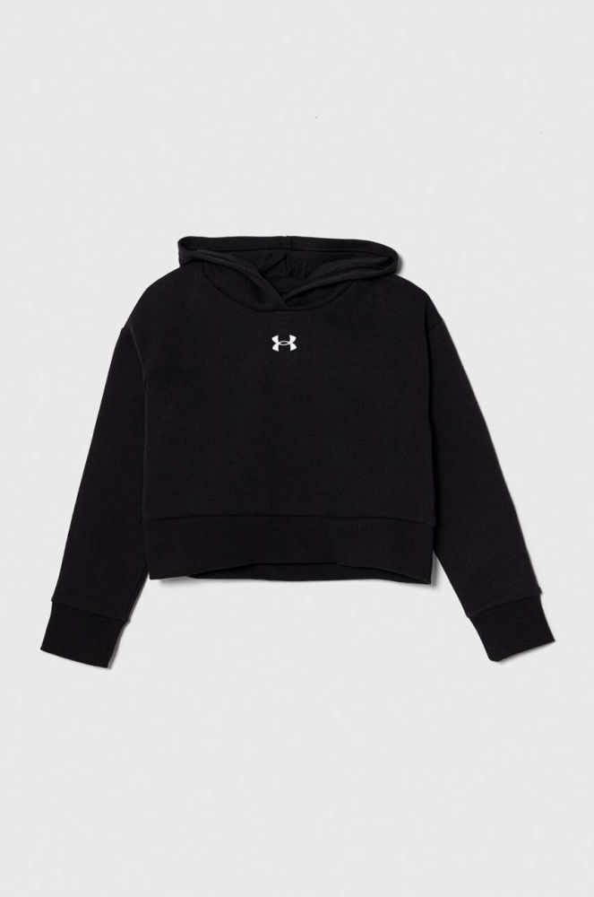 Дитяча кофта Under Armour UA Rival Fleece Crop колір чорний з капюшоном з аплікацією