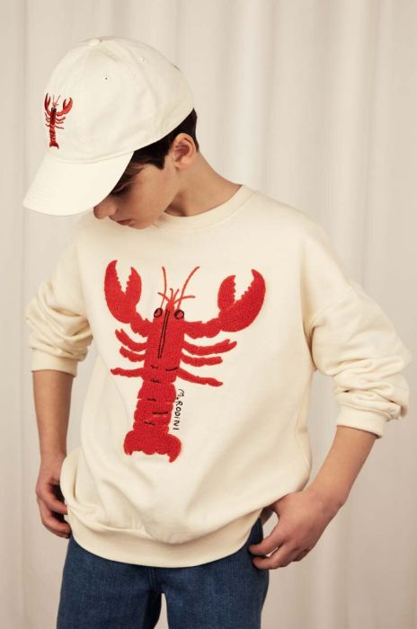 Дитяча бавовняна кофта Mini Rodini колір білий з аплікацією