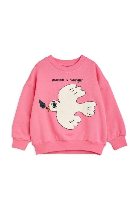Дитяча бавовняна кофта Mini Rodini Mini Rodini x Wrangler колір рожевий з принтом