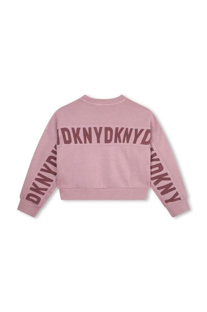 Дитяча бавовняна кофта Dkny колір фіолетовий візерунок фото 2
