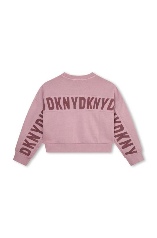 Дитяча бавовняна кофта Dkny колір фіолетовий візерунок фото 2
