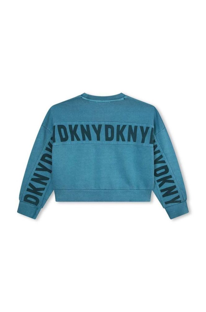 Дитяча бавовняна кофта Dkny колір зелений візерунок фото 2