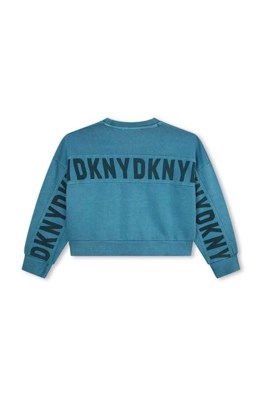 Дитяча бавовняна кофта Dkny колір зелений візерунок фото 2