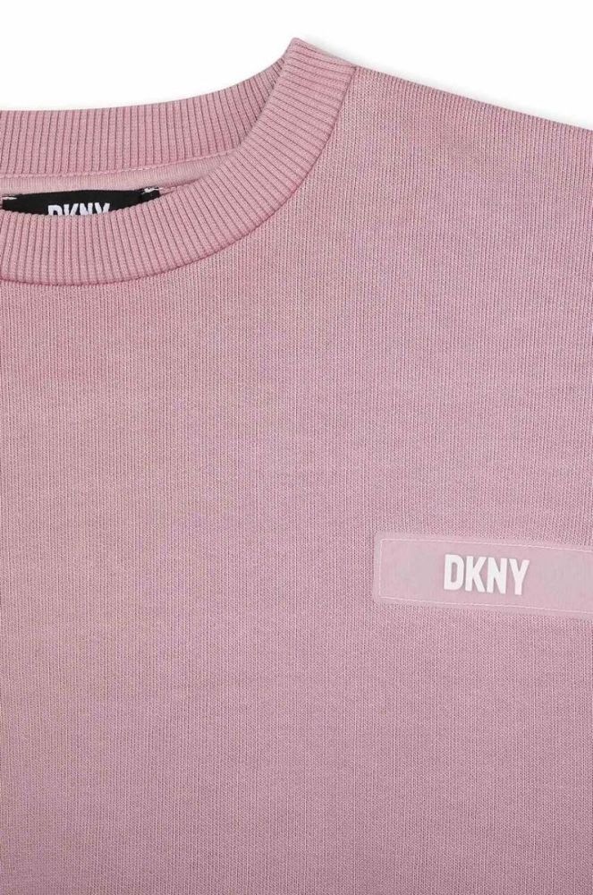 Дитяча бавовняна кофта Dkny колір фіолетовий з принтом фото 3