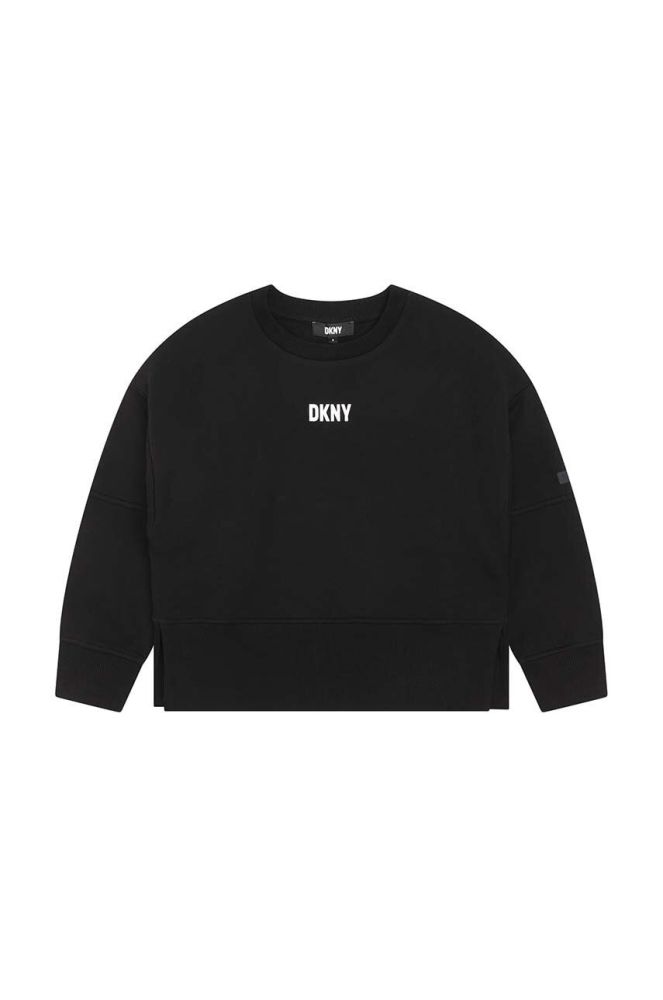 Дитяча бавовняна кофта Dkny колір чорний з принтом (3511296)