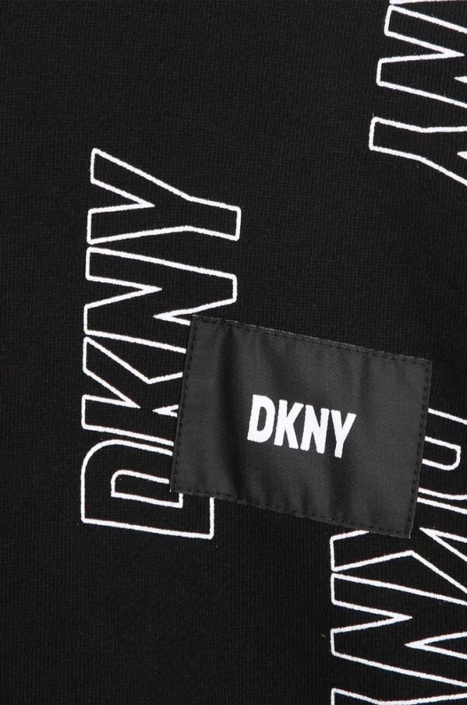 Дитяча бавовняна кофта Dkny колір чорний з капюшоном візерунок (3445451) фото 4