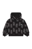 Дитяча бавовняна кофта Dkny колір чорний з капюшоном візерунок (3445455)