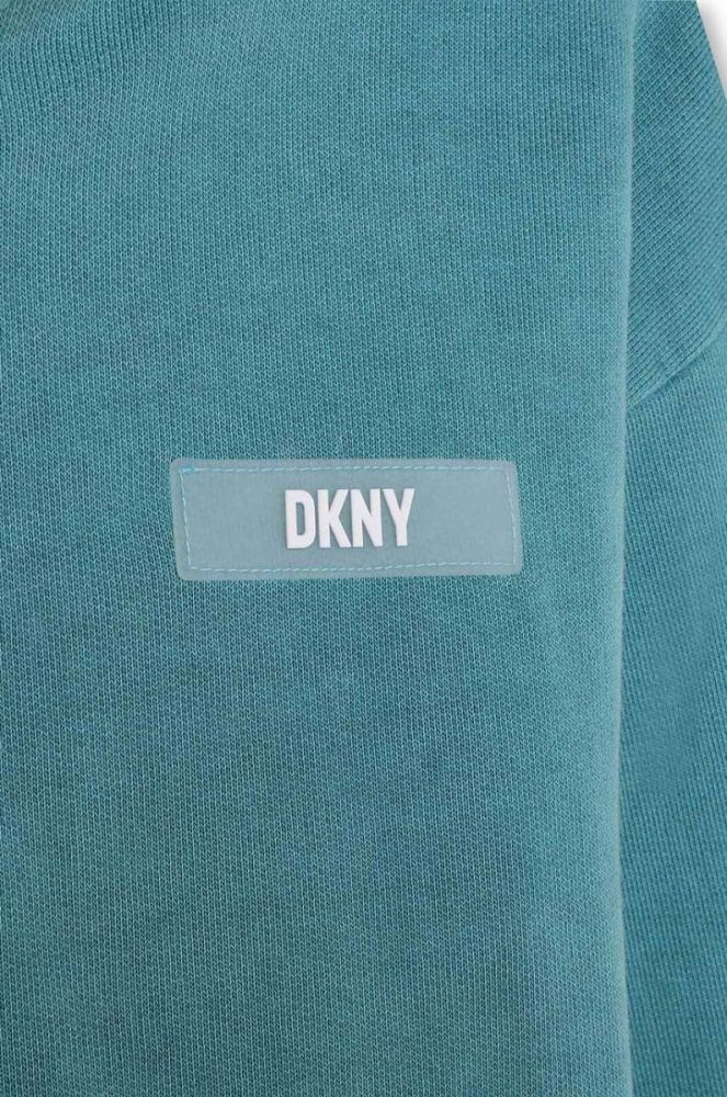 Дитяча бавовняна кофта Dkny колір зелений з капюшоном однотонна (3511304) фото 3