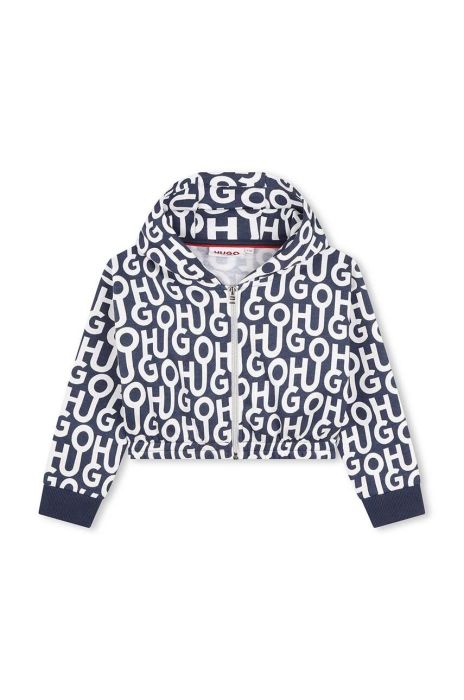 Дитяча кофта HUGO колір синій з капюшоном візерунок (3577370)