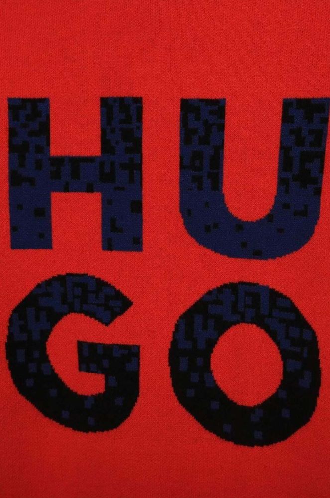 Дитяча кофта HUGO колір червоний з капюшоном з принтом (3511310) фото 3