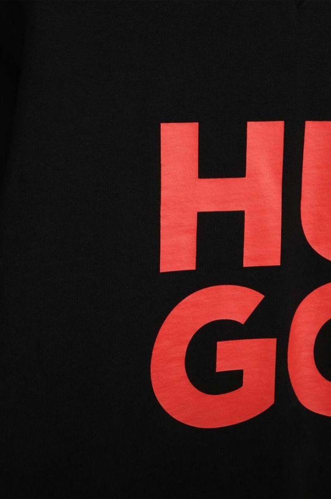 Дитяча кофта HUGO колір чорний з капюшоном з принтом (3458229) фото 3