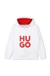 Дитяча кофта HUGO колір білий з капюшоном з принтом (3453579)