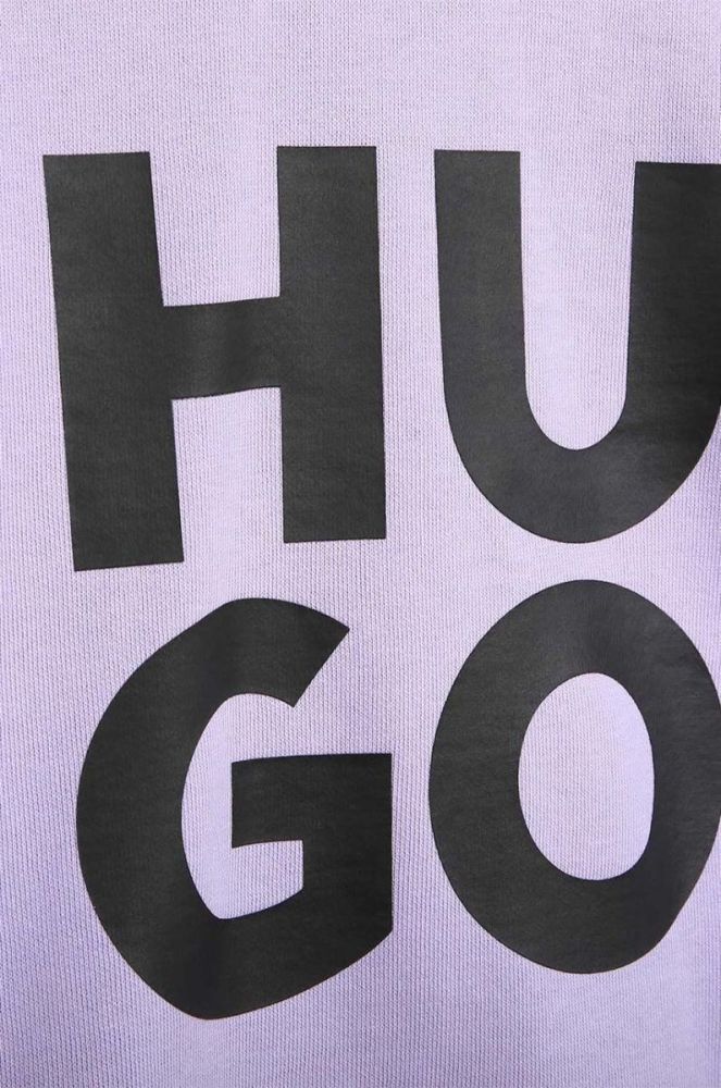 Дитяча кофта HUGO колір фіолетовий з капюшоном з принтом (3453585) фото 3