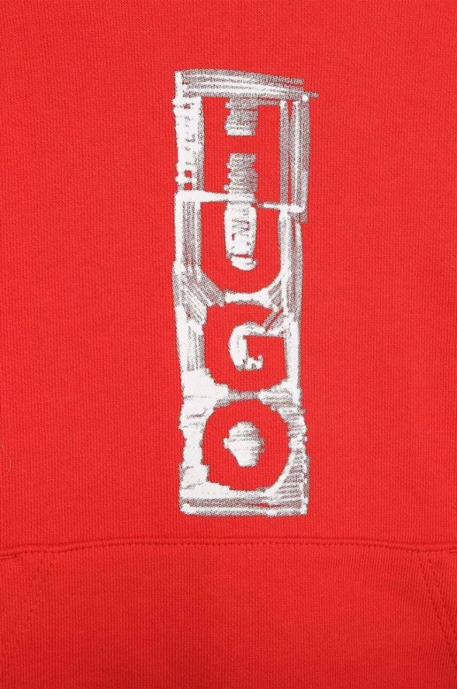 Дитяча кофта HUGO колір бежевий з капюшоном з принтом (3453624) фото 4