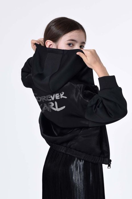 Дитяча кофта Karl Lagerfeld колір чорний з капюшоном з принтом (3453637) Дитяча кофта Karl Lagerfeld колір чорний з капюшоном з принтом (3453637)