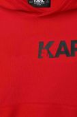 Дитяча бавовняна кофта Karl Lagerfeld колір червоний з капюшоном з принтом (3465926)