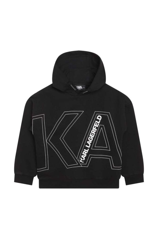 Дитяча кофта Karl Lagerfeld колір чорний з капюшоном з принтом (3453644) фото 2