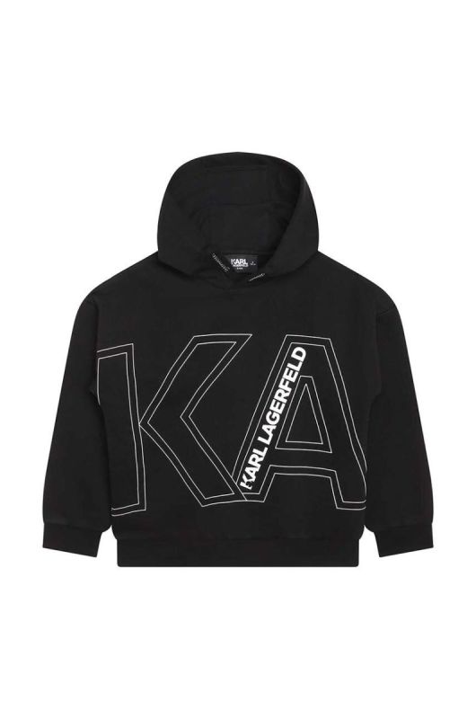 Дитяча кофта Karl Lagerfeld колір чорний з капюшоном з принтом (3453644) фото 2