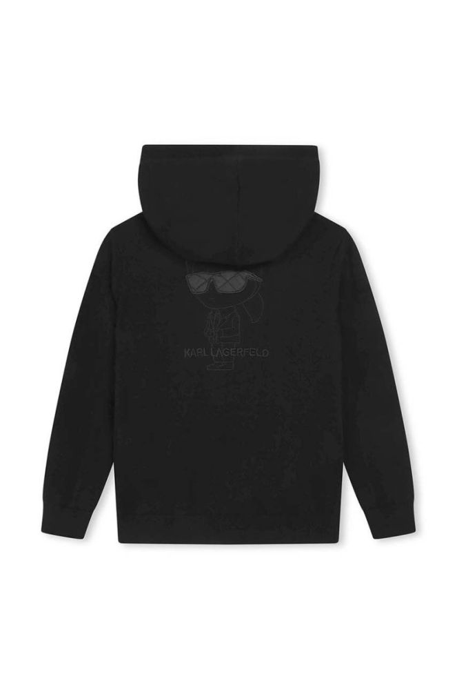 Дитяча кофта Karl Lagerfeld колір чорний з капюшоном з принтом (3453679) фото 3
