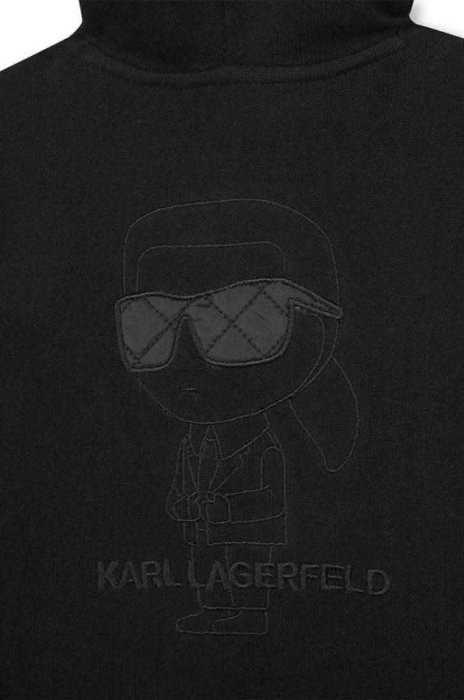 Дитяча кофта Karl Lagerfeld колір чорний з капюшоном з принтом (3453679) фото 4