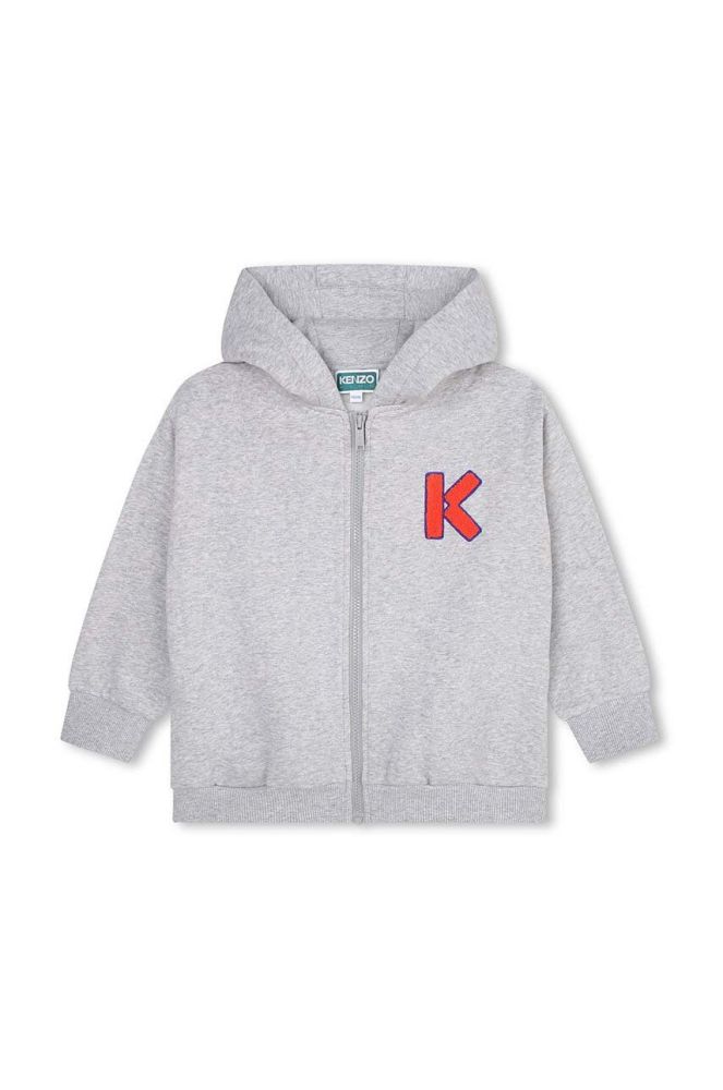 Дитяча кофта Kenzo Kids колір сірий з капюшоном з аплікацією (3449933)