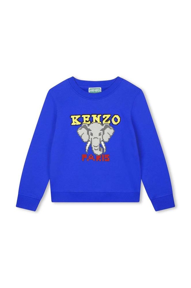 Дитяча бавовняна кофта Kenzo Kids колір синій з принтом (3453698)