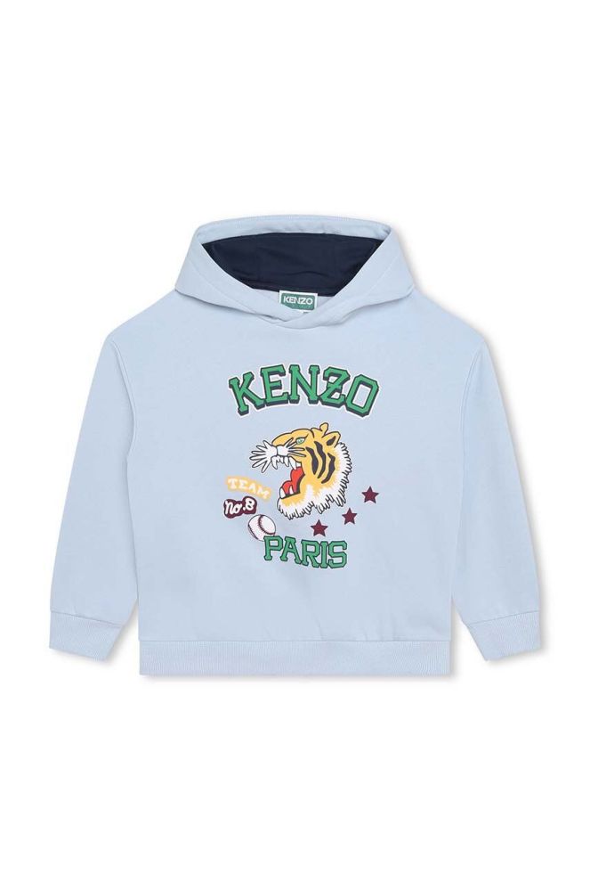 Дитяча кофта Kenzo Kids з капюшоном з принтом колір блакитний (3407303)