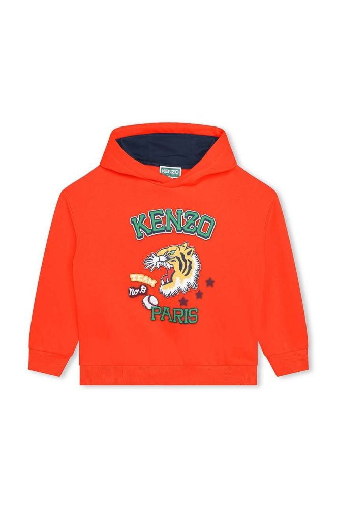 Дитяча кофта Kenzo Kids колір помаранчевий з капюшоном з принтом (3407307)