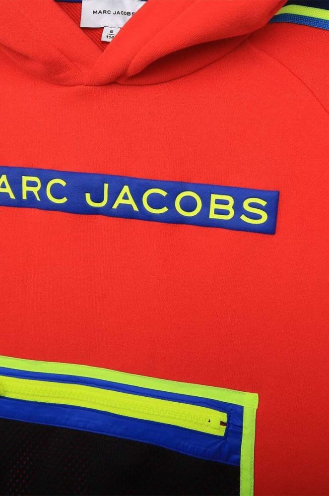 Дитяча бавовняна кофта Marc Jacobs колір червоний з капюшоном візерунок (3449938) фото 3
