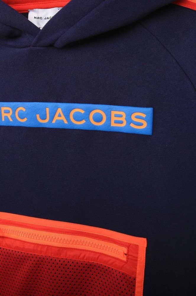 Дитяча бавовняна кофта Marc Jacobs колір синій з капюшоном візерунок (3449943) фото 3