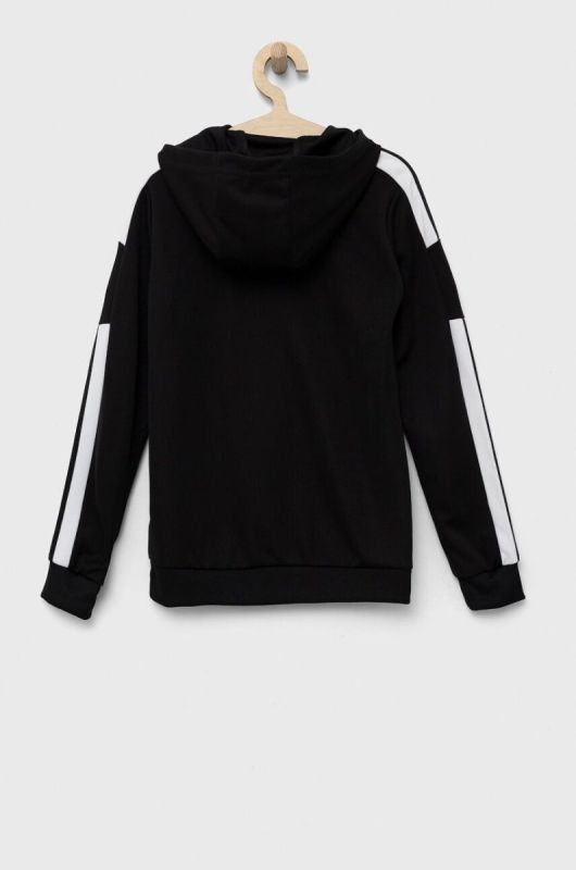 Дитяча кофта adidas Performance колір чорний з капюшоном з аплікацією фото 2