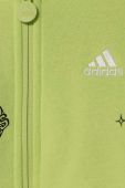 Дитяча кофта adidas J BLUV Q3 FZHD колір зелений з капюшоном візерунок Дитяча кофта adidas J BLUV Q3 FZHD колір зелений з капюшоном візерунок