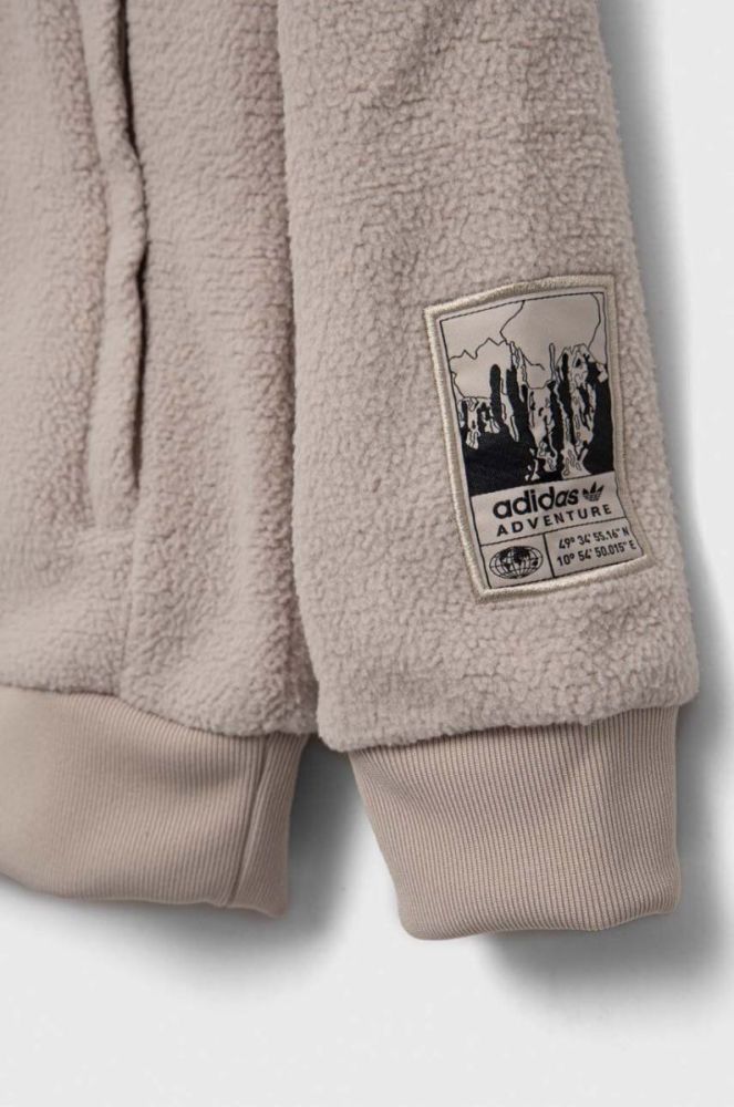 Дитяча кофта adidas Originals колір бежевий з капюшоном однотонна фото 4