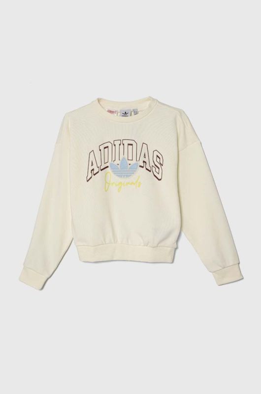 Дитяча кофта adidas Originals колір бежевий з принтом (3506559) фото 2