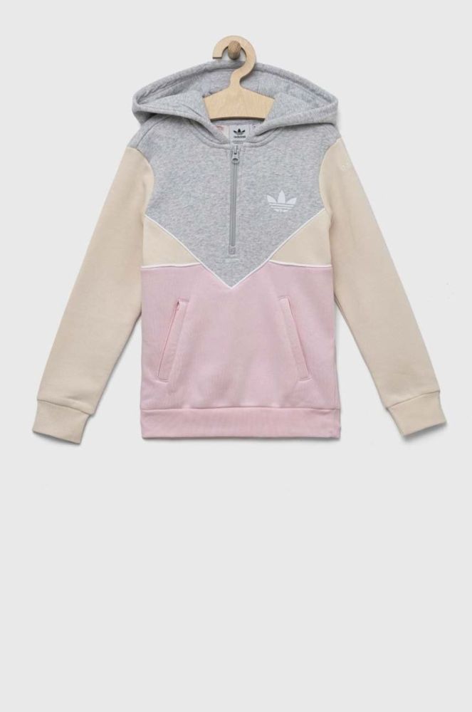 Дитяча кофта adidas Originals колір сірий з капюшоном візерунок фото 2
