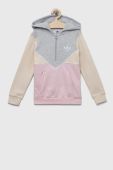 Дитяча кофта adidas Originals колір сірий з капюшоном візерунок