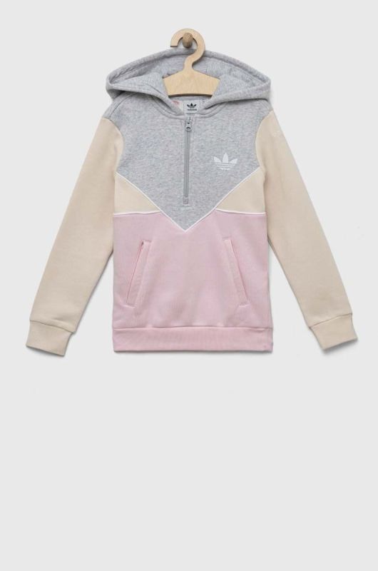 Дитяча кофта adidas Originals колір сірий з капюшоном візерунок фото 2