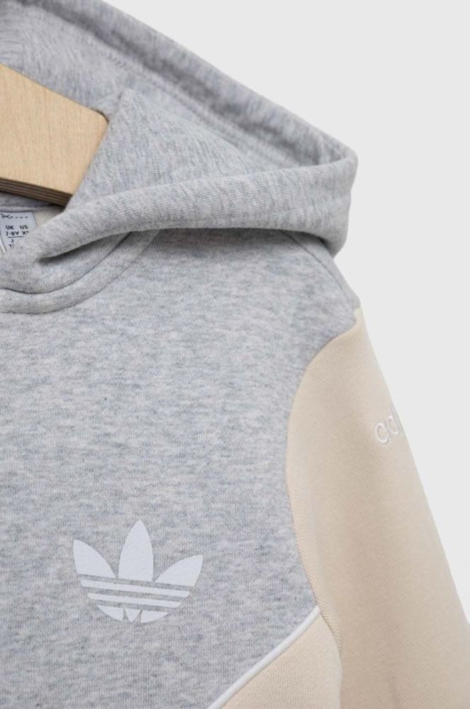 Дитяча кофта adidas Originals колір сірий з капюшоном візерунок фото 4
